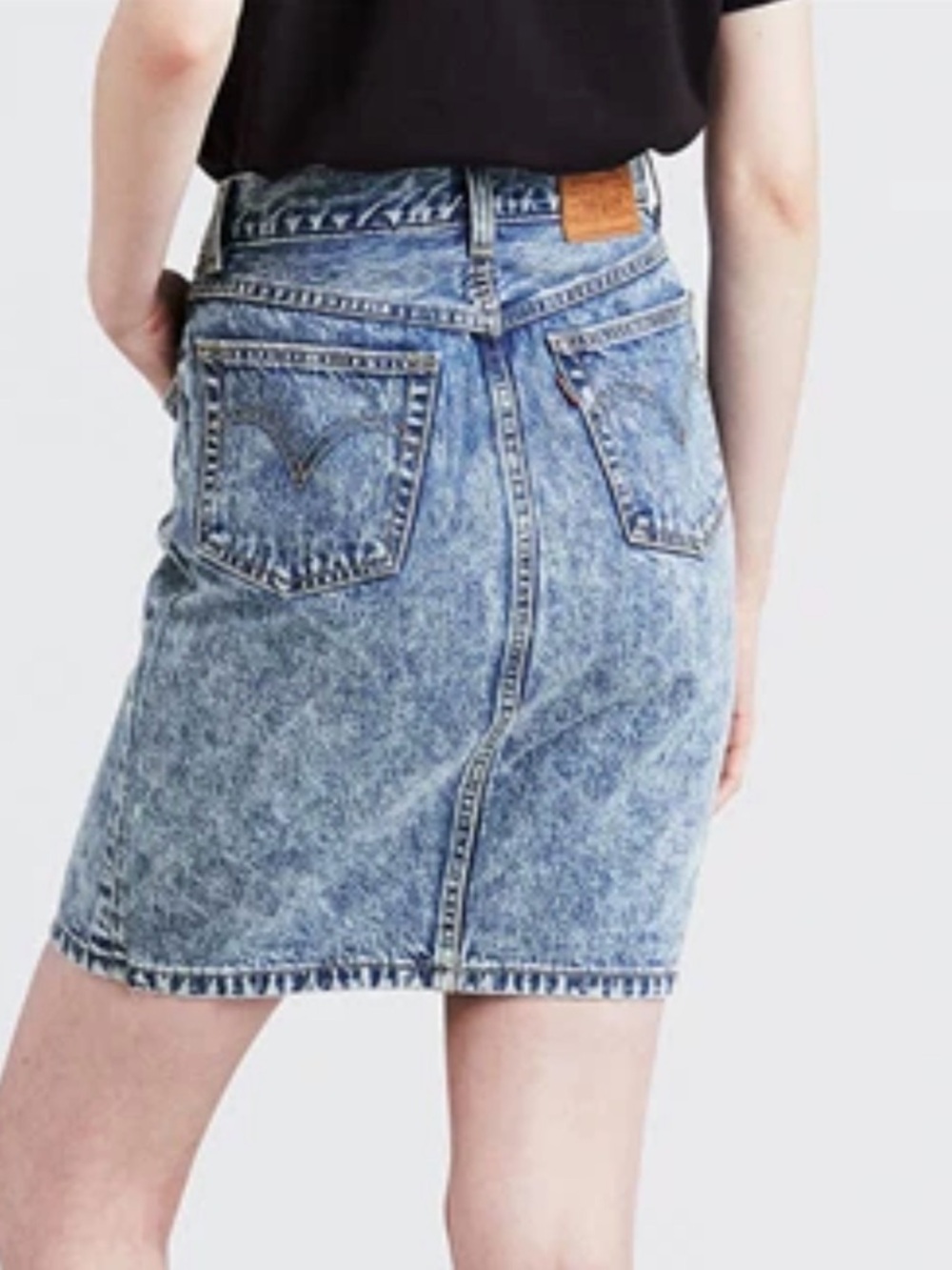 Mom Skirt Classic Acid Wash Denim Mini Skirt - Blue Sz 32